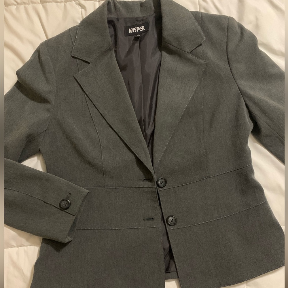 Kasper, Grey, lined blazer size 10 women